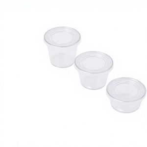 Gobelet à sauce en plastique transparent avec couvercle, récipient jetable pour assaisonnements, service alimentaire - Product Image 1