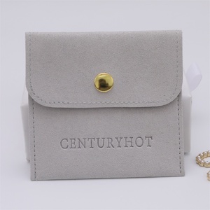 Sac à bijoux en microfibre gris PUPPYSEW avec logo, sacs d'emballage pour bijoux en velours personnalisés, pochette pour collier, bracelet, bague - Product Image 5