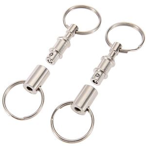 2pcs Quick Release Stainless Steel CNC Machined <b>Dual</b> Detachable Key for Snap <b>Lock</b> Holder Pull-Apart Key Rings - Product Image 5