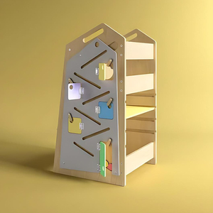 Torre de Aprendizaje para Bebés con Forma de Casa, Altura Ajustable, Taburete Auxiliar de Cocina con Juego Montessori - Product Image 4