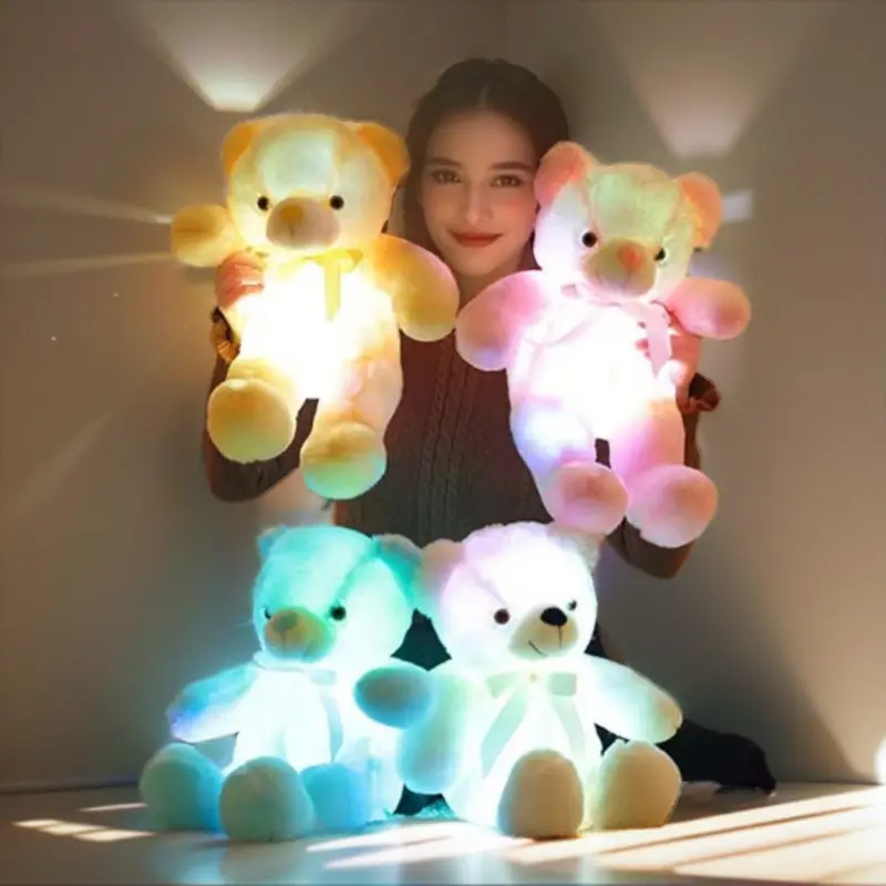 Schlussverkauf Weihnachtsgeschenk kreativ leuchtende LED-Bärstuch-Spielzeug individualisiertes bunte leuchtende Teddybärstuch weiches Plüschtier