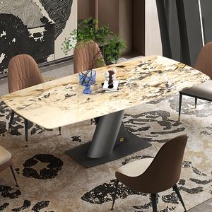 Bàn ăn hiện đại cho 20 chỗ ngồi trong nhà bàn ăn thiết lập với đá cẩm thạch đầu 6 chỗ ngồi bàn ăn của 7 mảnh thiết kế nhiệt đới - Product Image 4