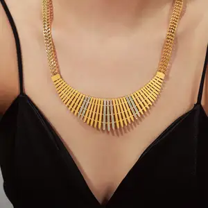 Stainless Steel 18K Gold Plated Yellow Gold Fringe Collar Special Design Fashion Vintage Chain Sterling Silver Cuban Necklaces