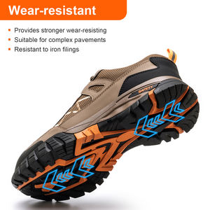 Scarpe Antinfortunistiche da Lavoro per <span class=keywords><strong>Uomo</strong></span> e Donna, Suola in Gomma Marrone, Punta in Acciaio, Antiscivolo, Morbide, alla Moda, Leggere, con Allacciatura Rapida - Product Image 4