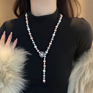 Camellia Pearl Necklace For Women Long Style Flower Pendant AAA Grade Elegant Sweater Chain Autumn Winter Wear - Product Image 1