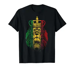 Op Maat Gemaakte Groothandel Een Love Jamaica Leeuw Koning Trots Lord 100% Katoenen Shirts Heren Katoenen Shirts