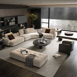 Juego de sofá <span class=keywords><strong>esquinero</strong></span> de tela minimalista italiano de Saint-Germain con patas de acero inoxidable, sofá <span class=keywords><strong>esquinero</strong></span> de fila recta <span class=keywords><strong>para</strong></span> sala de estar grande - Product Image 4