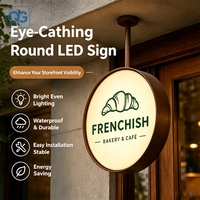 Boîte lumineuse LED ronde double face suspendue, impression UV personnalisée, boîte lumineuse en acrylique, enseigne publicitaire pour café, boutique, devanture de magasin