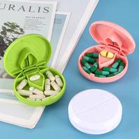 Découpe-comprimés portable personnalisé avec logo, boîte de rangement ronde en plastique pour médicaments, idéal pour les cadeaux promotionnels
