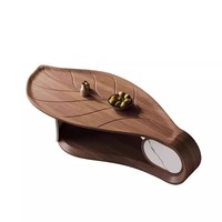 Table basse moderne pour la maison, design en forme de feuille, panneau en bois de Chine, plateau en MDF couleur noyer, réglable, mobilier de salon, garantie 1 an