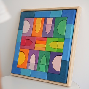Atacado 1001 Night <span class=keywords><strong>Building</strong></span> <span class=keywords><strong>Blocks</strong></span> Set Tamanho Grande Madeira Blocos Corados Tingimento Empilhados Educação Puzzle Toy para Jardim de Infância - Product Image 4