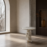 Table d'appoint moderne en marbre de jade nuage naturel avec base en spirale, table d'appoint de luxe, table d'angle pour salon et chambre à coucher