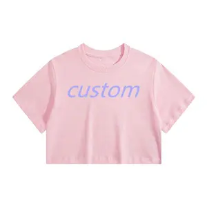 印度批发夏季定制超大t恤复古圆领粉色t恤普通超大女式t恤