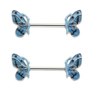 Vente en gros de bijoux de piercing corporel en acier chirurgical 316L : anneaux de téton papillon et barbells lumineux - Product Image 1