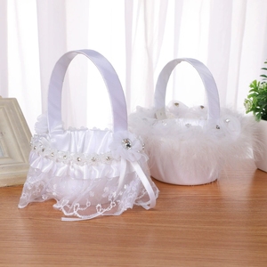 Mini panier à pétales pour demoiselle <span class=keywords><strong>d</strong></span>'honneur, panier à pétales à poignée pour cérémonie de mariage, porte-alliances, fête prénuptiale, fournitures pour fêtes - Product Image 3