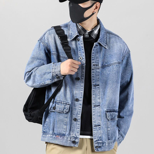 Giacca <span class=keywords><strong>in</strong></span> Denim Personalizzata di Alta Gamma per <span class=keywords><strong>Uomo</strong></span>, Stile Baggy Multi-Tasca, Trendy e Alla Moda, Taglia Grande, Casual con Risvolto - Product Image 3