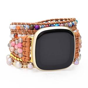 Bracelet de montre de remplacement perlé fait à la main pour <span class=keywords><strong>Fitbit</strong></span> Versa 3 2 1 Style bohème, bijoux rétro, 20mm 22mm - Product Image 6