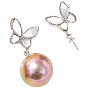 Boucles d'oreilles pendantes en argent S925 avec perles rondes de 9 à 15 mm, accessoire de perles DIY, 21119, pour la mode - Product Image 5