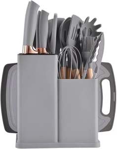 Ensemble d'ustensiles de cuisine personnalisés, nouveau style 2025, 19 pièces, ustensiles de cuisine noirs, verts, roses, gris, ustensiles de cuisine en silicone - Product Image 2