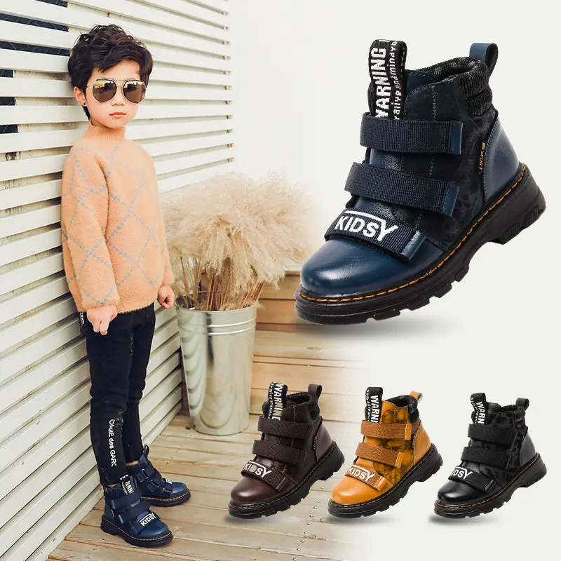 Herbst Winter Jungen Stiefel Kinder Schuhe Für Kinder Turnschuhe Mode Leder Stiefel Plüsch Warme Flache Ankle Stiefel Drop Verschiffen