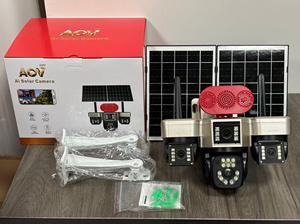 Caméra solaire AOV avec détection humanoïde par IA, 4 objectifs <span class=keywords><strong>HD</strong></span>, 4 écrans, vidéo 24h/24, réseau 4G, IP66, PTZ, contrôle par téléphone via l'application HiEasy - Product Image 2