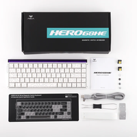 Teclado para Juegos AULA HERO 68 HE 65% con Cable, Intercambiable en Caliente, con Interruptor de Efecto Hall, Frecuencia de Sondeo Ultra Rápida de 8K, Frecuencia de Escaneo de 128k