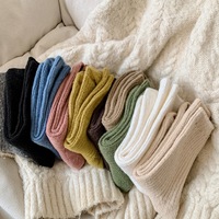 Femmes hiver laine chaussettes douces Style japonais coréen couleur unie coton automne Ins mode épaissi équipage Style coréen équipage