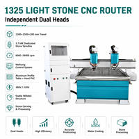 Routeur CNC Chenmai 1325 à double broche indépendante avec évier en acier inoxydable, table de travail 1300x2500mm, broche 3.7kW, 380V, garantie 1 an
