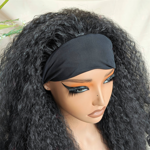 Perruques synthétiques bouclées <span class=keywords><strong>afro</strong></span> kinky en gros, de haute qualité, pas chères, rebondissantes, fabriquées à la machine, avec bandeau, pour femmes noires - Product Image 3