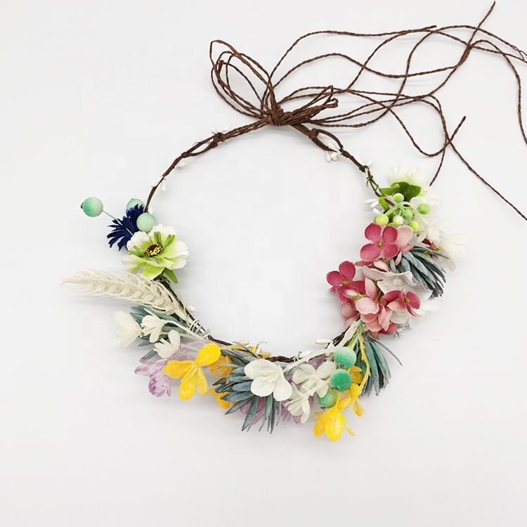 Венок для невесты ручной работы, модная повязка на голову с красивыми сказочными цветами, венок для свадебной фотосессии