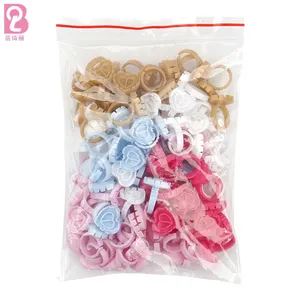 Beiqili 100pcs colla per Extension ciglia anello per dito supporto per colla Starscolors, portabicchieri monouso per Extension ciglia rosa