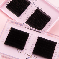 Extensions de cils en vrac noir mat effet volume beurré, type éventail, 0.03, en cachemire premium, pour marque privée
