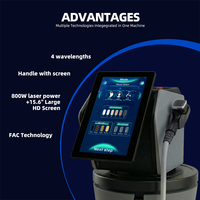 UP-PortaLase Appareil d'épilation au laser diode portable de bureau, longueurs d'onde 755nm/808nm/1064nm, puissance 800W, refroidissement par eau, indolore