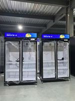 Réfrigérateur vertical de supermarché à porte vitrée pour boissons, vitrine réfrigérée pour boissons, réfrigérateur Coca-Cola à porte vitrée
