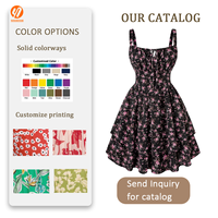 7351 Robe Courte Florale Femme en Gros, Bretelles Fines, Nœud sur le Devant, Superposée, Robe Décontractée d'Été, Robes Femme OEM ODM