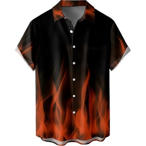 Men's Hawaiian <b>Shirts</b> Loose Short Sleeve Breathable Beach Resort Custom Logo Silk Screen Printed Stand Collar ODM Supply - Product Image 1
