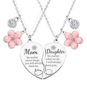 Collier en acier inoxydable avec puzzle en forme de cœur, collier personnalisé gravé avec une fleur infinie rose, bijoux pour femmes, cadeau - Product Image 4