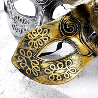 Masque de prince vintage pour mascarade, masque antique en cuivre argenté avec yeux, masque en plastique rétro avec couronne, masques de costume d'Halloween