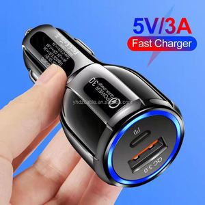 ที่ชาร์จในรถยนต์ USB C 2 พอร์ต QC3.0 USB ชาร์จเร็ว ที่จุดบุหรี่ในรถยนต์ ใช้ได้กับ iPhone11 12 13 หัวชาร์จ PD - Product Image 2