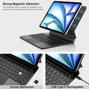 เคสแทร็คแพดแม่เหล็กบาง7<span class=keywords><strong>สี</strong></span>แบบมีไฟด้านล่างเคสคีย์บอร์ดเมจิกสำหรับ <span class=keywords><strong>iPad</strong></span> <span class=keywords><strong>Air</strong></span> 11 2026 M4 M3 5th M2อากาศ4th Gen 10.9 <span class=keywords><strong>iPad</strong></span> Pro 11 - Product Image 4