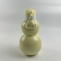 Bouteille d'eau sport en forme de gourde, inspirée du style rétro chinois, anti-fuite, réutilisable, portable, avec poignée et paille