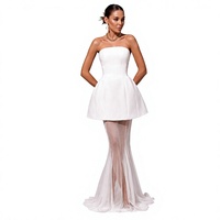 Robe de soirée élégante en tulle blanc et noir pour femme, sans bretelles, superposée, pour fêtes formelles et mariages, sur mesure, OEM, ODM, vente en gros