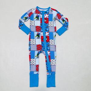 Nuevo Diseño, Pijama <span class=keywords><strong>de</strong></span> Bambú Viscosa para Bebé con Estampado Personalizado al por Mayor, Mameluco <span class=keywords><strong>de</strong></span> Bambú Orgánico con Doble Cremallera, Unisex, para Todas las Temporadas - Product Image 1