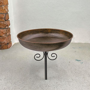 Petit bain d'oiseaux moderne en métal traité thermiquement pour l'extérieur, bol de 10 pouces de diamètre avec piquet, décoration de jardin, pelouse, 0,4 gallon - Product Image 3