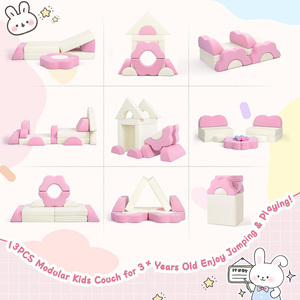 13 पीसी मोटी टॉडलर सोफे सेट, किलों के निर्माण के लिए परिवर्तनीय फोम सोफे, बेडरूम (गुलाबी) के लिए सोफे खेलते हैं, बेडरूम (गुलाबी) - Product Image 3