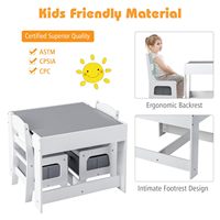 Ensemble table et chaises pour enfants, table d'activités en bois 3 en 1 avec tiroir de rangement, dessus de table détachable pour enfants, dessin et lecture