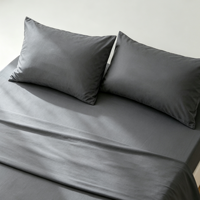 Ensemble de literie 4 pièces de couleur unie, drap-housse durable et drap plat en microfibre douce, et 2 taies d'oreiller pour lits jumeaux, doubles, queen et king