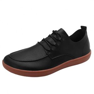 Chaussures décontractées confortables pour hommes à bout large, style pieds nus, en cuir microfibre respirant, idéales pour la marche - Product Image 1