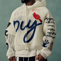 YSJY OEM Streetwear personnalisé hommes sweats à capuche poids lourd Vintage 3D broderie fermeture éclair vestes maille à capuche