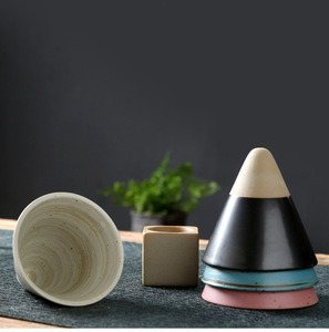 Dernier modèle de tasse à café en céramique créative de style <span class=keywords><strong>Madou</strong></span> rétro, forme de cône en poterie arabe, 100 ml, avec base - Product Image 5